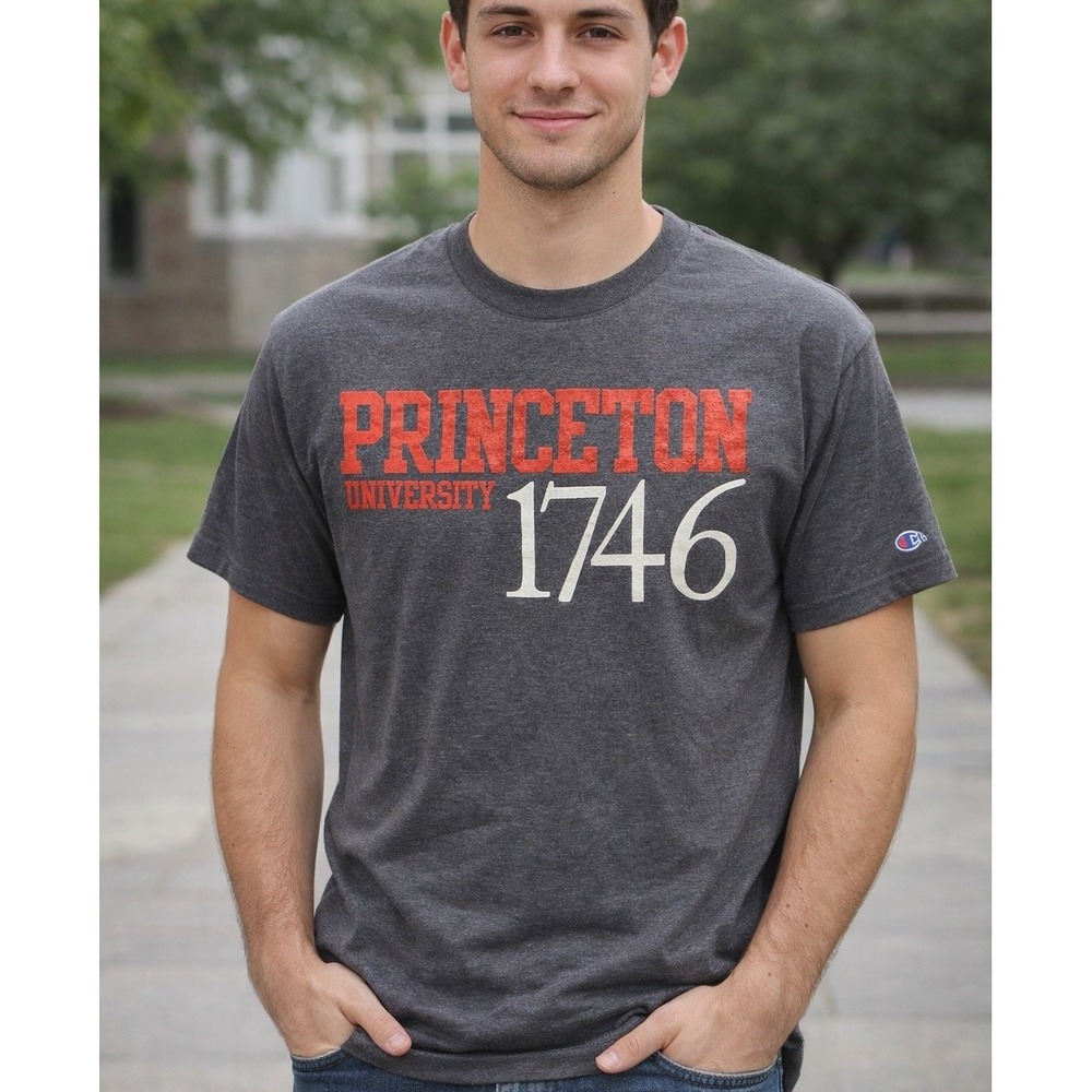 Princeton University Champion Adult L Short Sleeve Crew Neck T-Shirt 1746 Gray